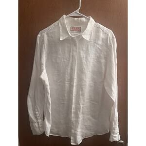 Thomas Pink Pure 100% Linen Women’s Long Sleeve Button Down Blouse Shirt US 16